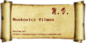 Moskovicz Vilmos névjegykártya